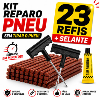 Kit Reparo Pneu Macarrão Moto Carro Com Refil Remendo Selante Conserto Sem Câmara Profissional