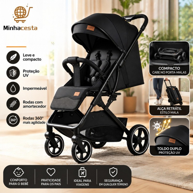 Carrinho de Bebê  Leve e Dobrável | Rodas com Amortecedor | Impermeável Anti-UV-P28/P29