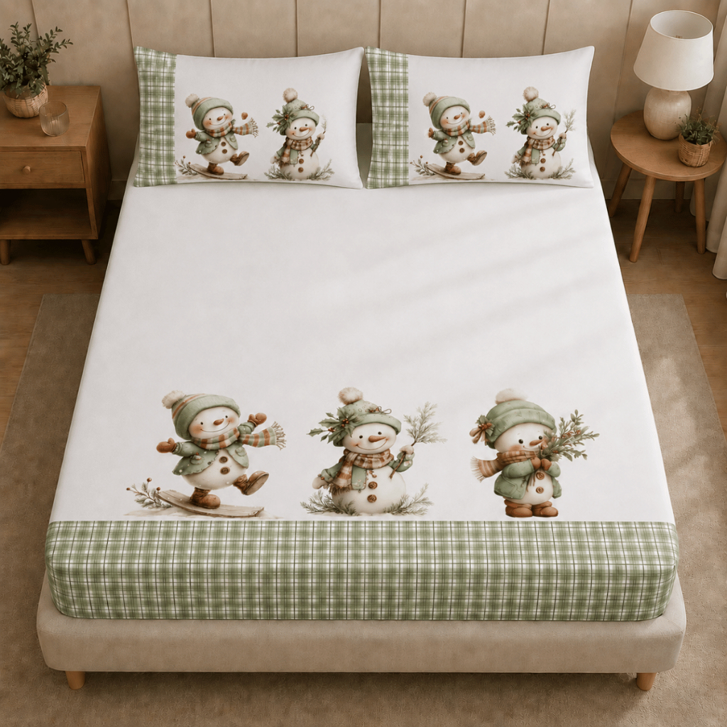 Jogo de Lençol Queen 400 Fios Premium (Jogo de Cama Natalino, Enxoval Casal, Roupa de Cama)