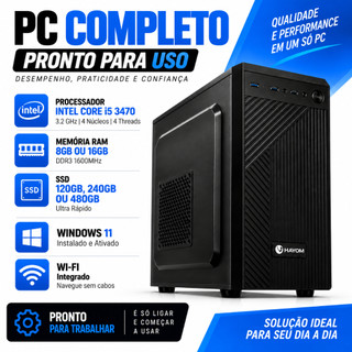 PC Completo Intel Core I5 3470 8GB 16GB RAM SSD 120GB 240GB 480GB Windows 11 WiFi Computador