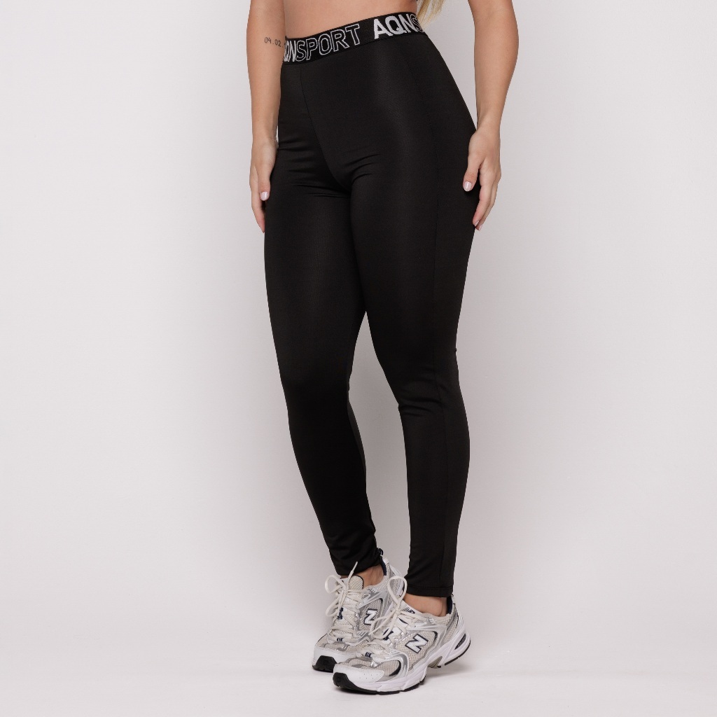 Calça Legging Academia Fitness com Elástico Cós Alto Forro Duplo Treino Zero Transparência Basic AQN SPORT · foto 2