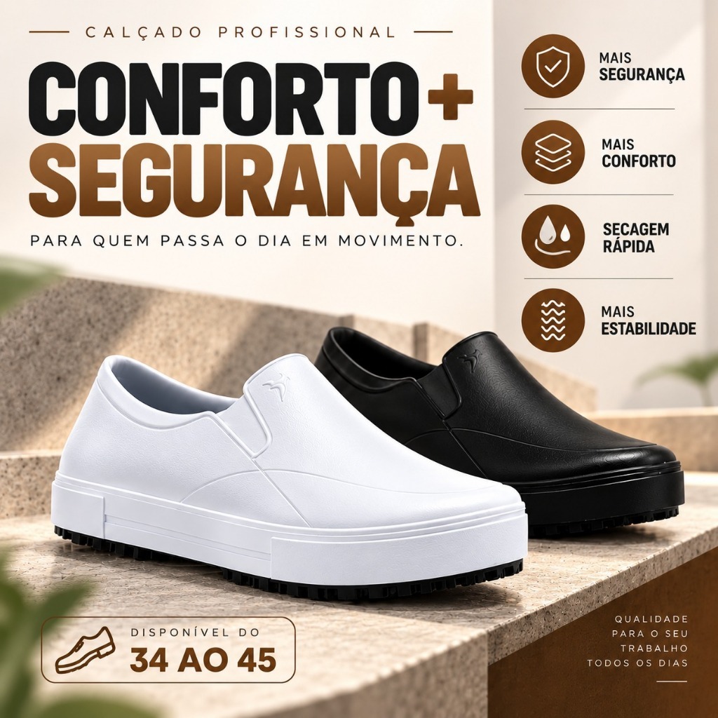 Sapato Tênis Profissional EPI Antiderrapante Impermeável Hospitalar Cozinha Confortável Trabalho Enfermagem Unisssex