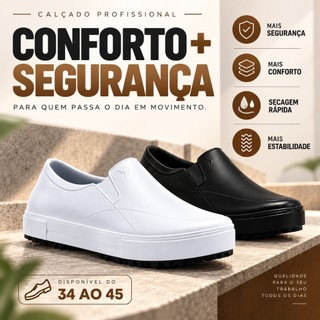 Sapato Tênis Profissional EPI Antiderrapante Impermeável Hospitalar Cozinha Confortável Trabalho Enfermagem Unisssex
