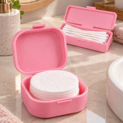 Kit Porta Cotonetes e Discos de Algodão para Viagem Organizador Higiene Pessoal Penteadeira Design