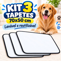 Kit 3x Tapete Higiênico Lavável Para Cães 70x50cm