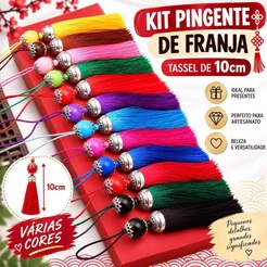 Tassel Pingente de Franja com Bolinha Japamalas Pulseiras Colares Colar Várias Cores