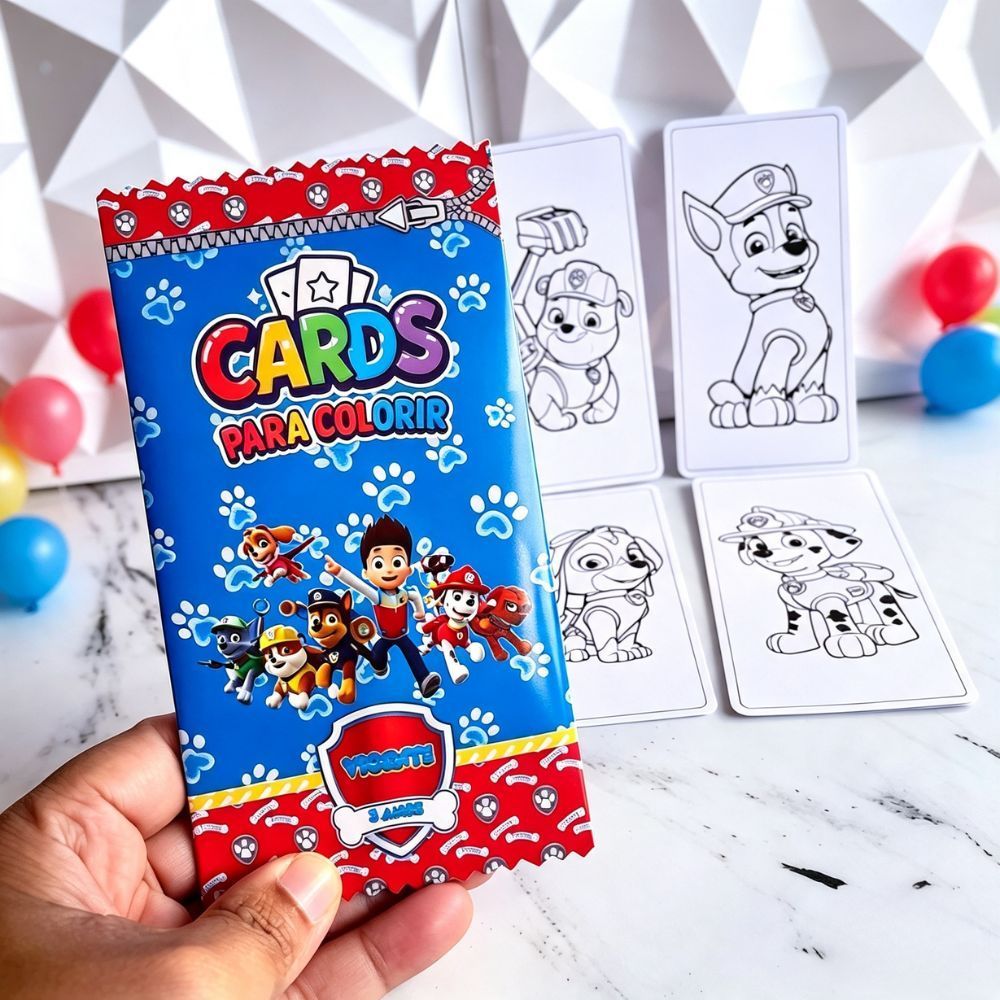 Card de Colorir Patrulha canina personalizada / Lembrancinha de festa/ aniversario