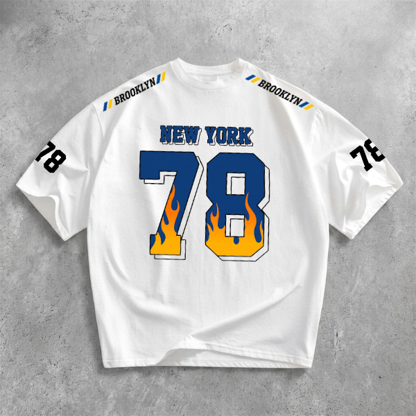 Camiseta Oversized Esportiva Estilo Americano Futebol Streetwear New york Aesthetic Y2K Blusa Larga Algodão Confortável