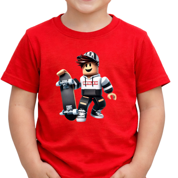 Camiseta Infantil Skate Roblox – Algodão Premium | Menino 2 a 16 Anos | Estampa Gamer Envio Rapido