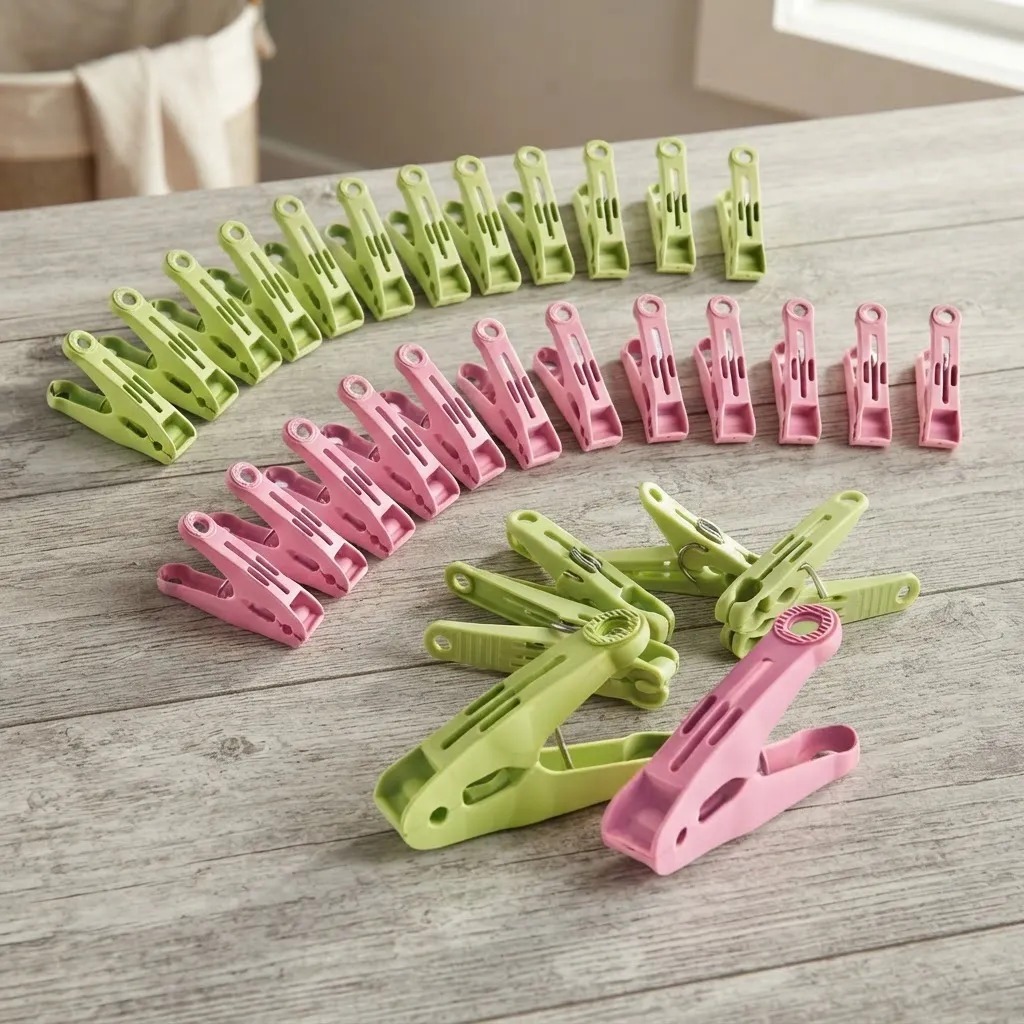 Kit 60 Pregadores de Roupas Coloridos Prendedores de Plástico Grampos para Varal