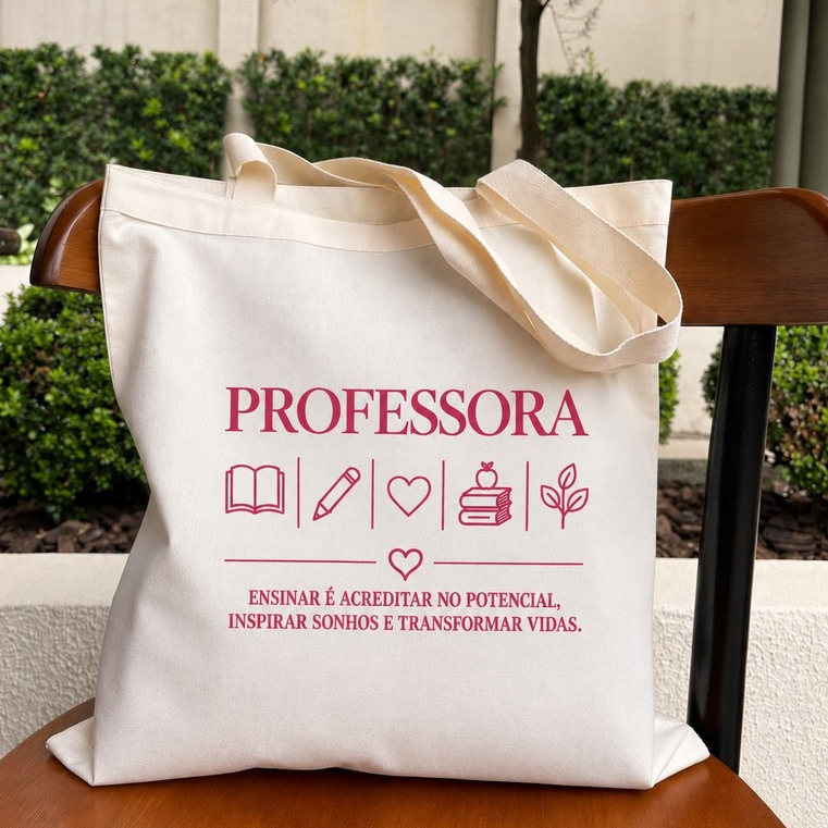 Bolsa Ecobag PROFESSORA - 100% algodão ecobag pedagogia presente professora