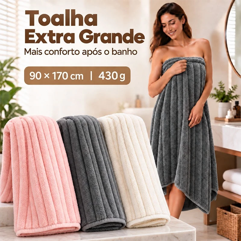 Toalha de Banho Extra Grande 90x170cm Felpuda Macia Alta Absorção Secagem Rápida Toalha de Praia — imagem 1