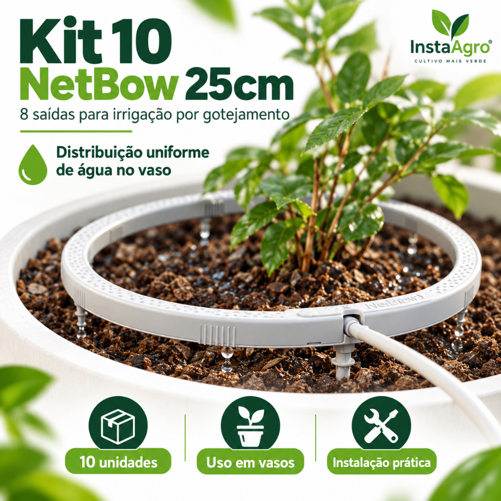 Kit 10 Irrigador Gotejador para Vasos Netafim NetBow 25cm 8 Saídas Dentadas para Irrigação por Gotejamento 10 unidades