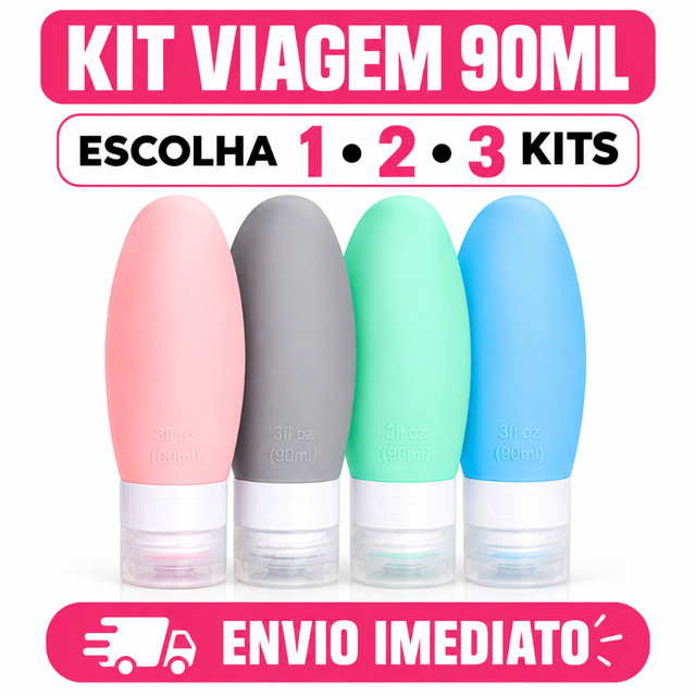 Kit de viagem com 4/8/12 frascos de silicone de 90ml, porta-potes, creme, shampoo, perfume, loção corporal, sabão liqui