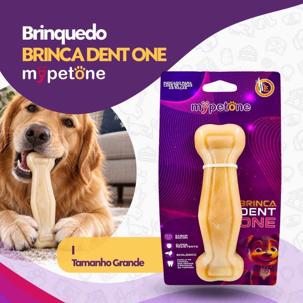 Brinquedo Brinca Dent One Osso Bamboo I para Cães Sabor Bacon - Tam. G