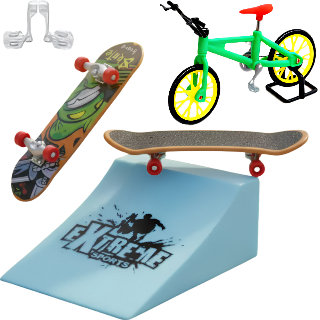 Skate de Dedo Board Com Bike E Acessórios Completo