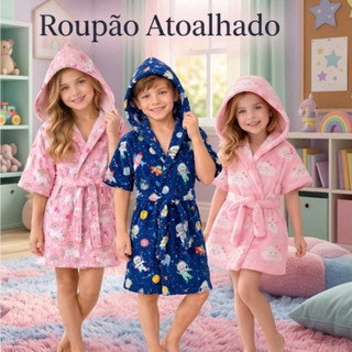 ROUPÃO INFANTIL BANHO COM CAPUZ ATOALHADO MACIO ESTAMPADO
