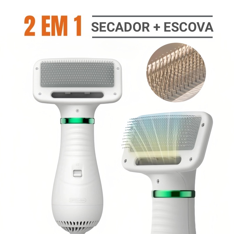 110V Escova Secadora Pet 2 em 1 Seca Remove Pelos Cachorro Gato Profissional