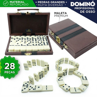 Domino Profissional Em Osso Branco Com Maleta E 28 Peças De Alta Qualidade Para Jogadores