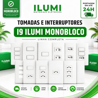 Tomadas e Interruptores Linha I9 Ilumi Todos os Modelos Sem Parafusos Aparentes