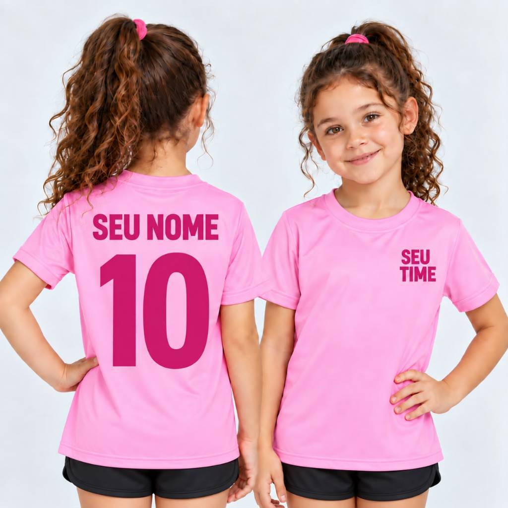 Camisa Infantil Feminina  Personalizado Camiseta 100% Algodão Confortável e Macia Envio Imediato