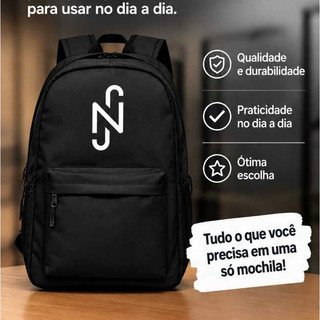 Mochila Escolar Unissex Reforçada Preta para Escola e Estudo laser