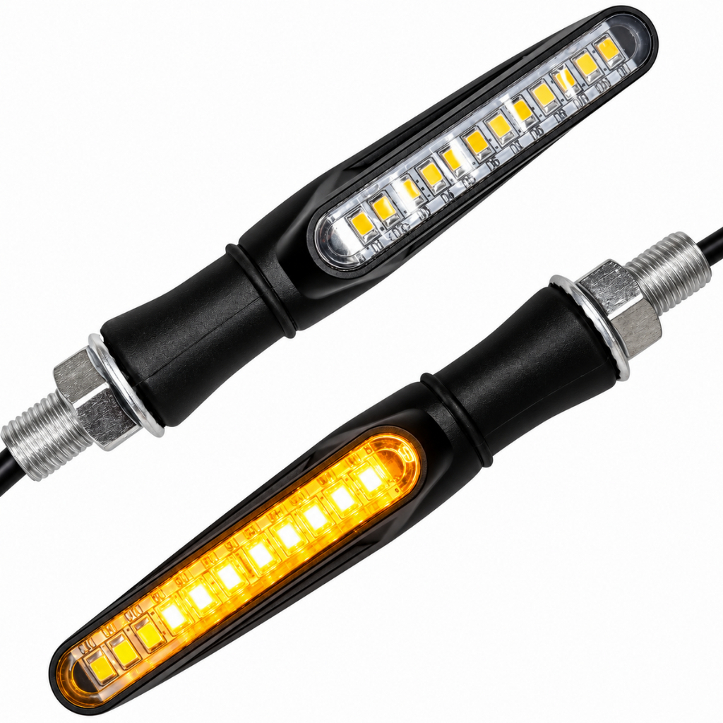 Par Pisca Led Sequencial Palito Slim Universal Xre 300 Cb 300 Bros 150 Fazer 250 Xtx 150