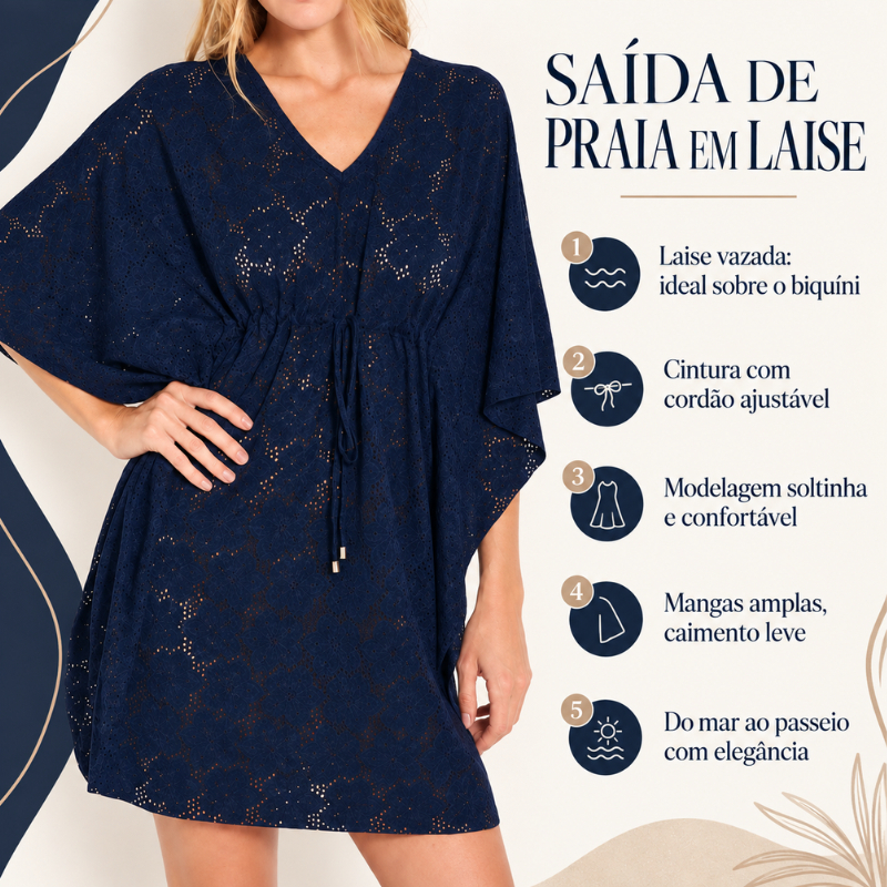 Vestido Luxo Laise Tecido Renda Premium Elastano Tendência Verão Praia Piscina Resort · foto 2