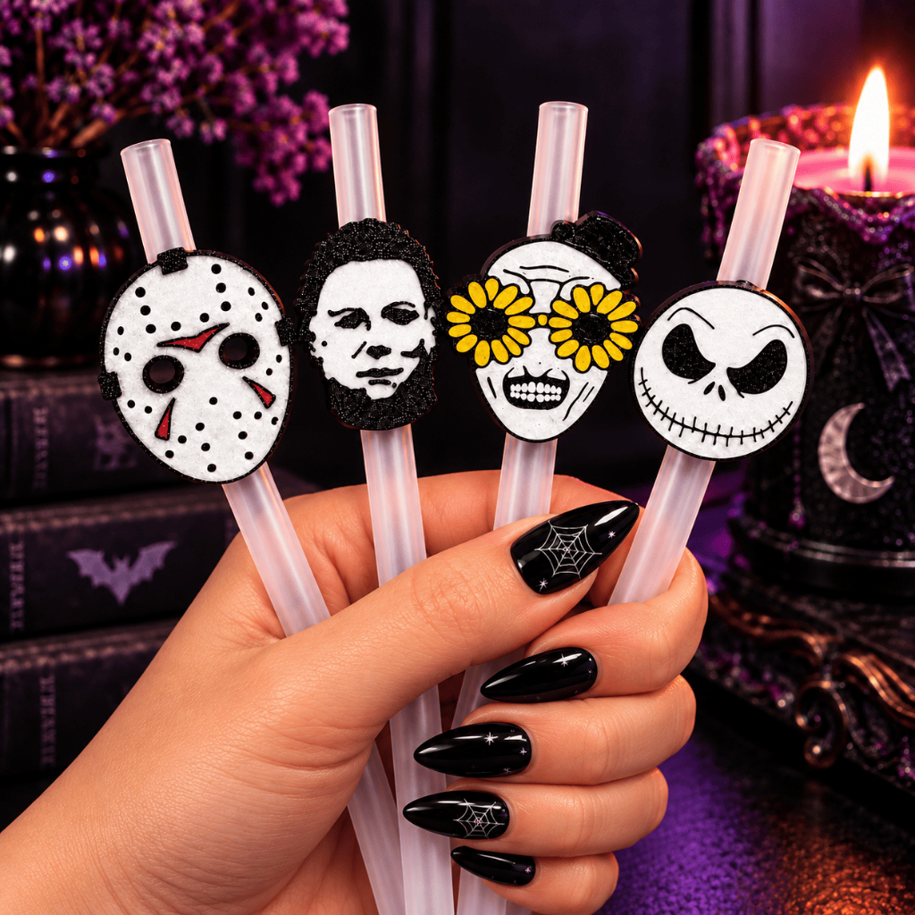 Topo para Canudo Decorativo 3D Halloween Enfeite Canudo Terrifier Ghostface Fantasma Abóbora Jason *NÃO INCLUI CANUDO*