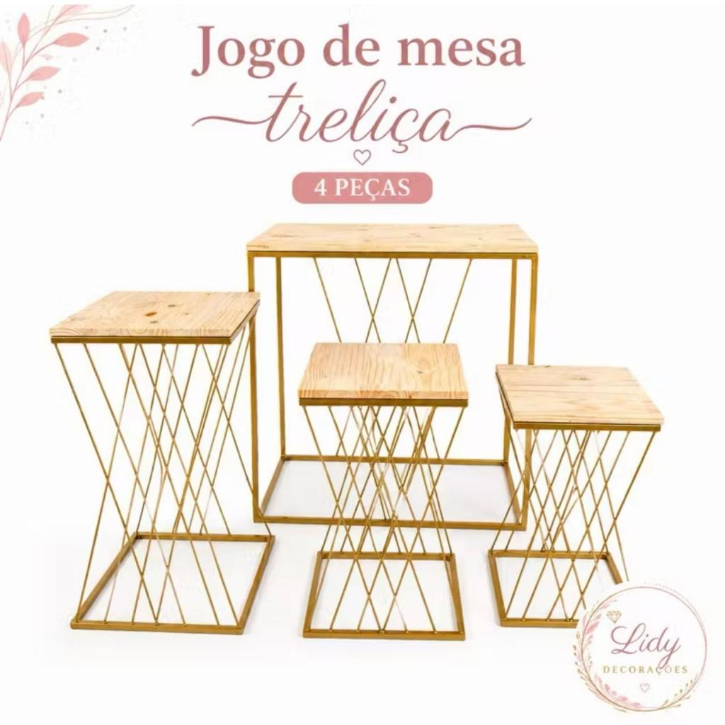 Kit de Mesa Treliça Jogo com 4 Peças Decoração Festa