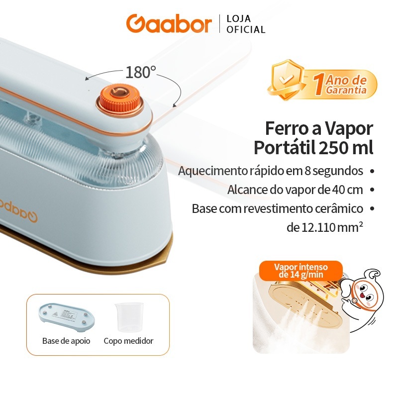 Gaabor Ferro a Vapor 1200W Seco/Úmido Vaporizador Roupas HM-M01A-1