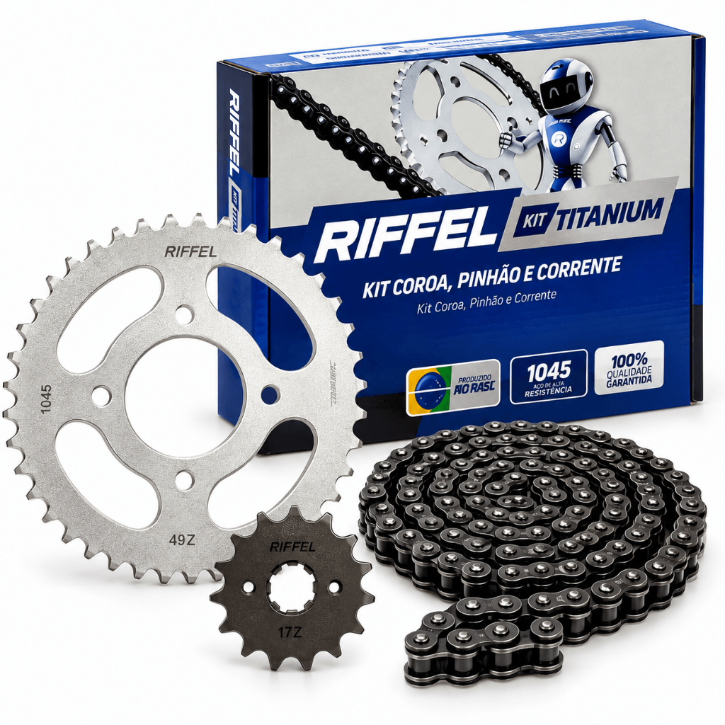 Kit Relação Transmissão Tração Honda NXR 150 BROS ES KS ESD 2003 A 2015 Original Riffel