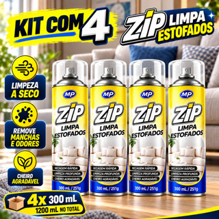 Kit 4 Spray Zip Limpa Estofados Espuma Magica Higieniza Remove Manchas Mau Cheiro Colchao Sofá