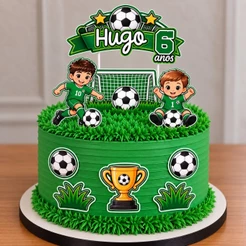 Topo Topper Para Bolo - Futebol Festa Aniversário mesversario menino bola gol troféu
