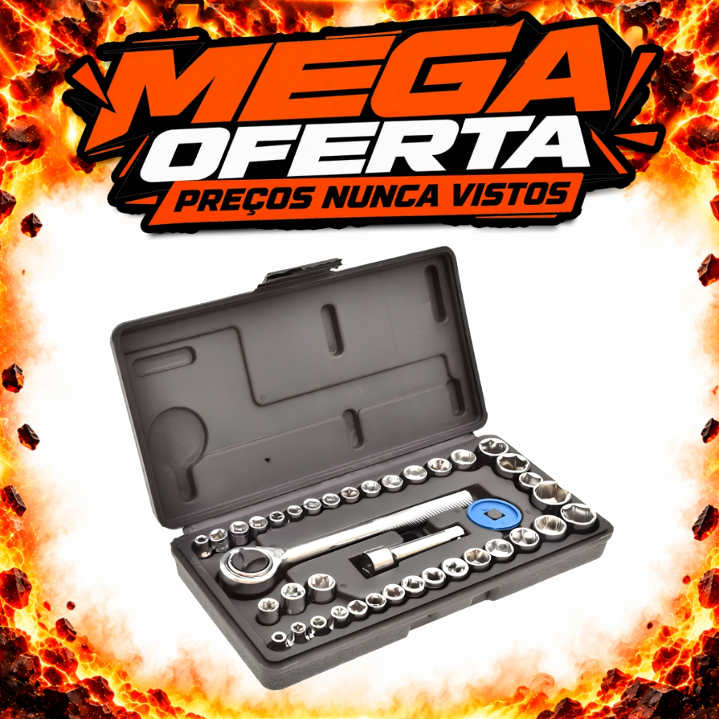 Jogo de Soquetes Sextavados 40 Peças 1/4" e 3/8" Titanium