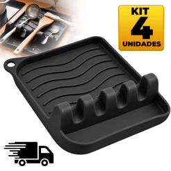 Kit 4 Unidades Descanso de Silicone 13,8x13,5cm Para Talheres Colher Concha Espátula Cozinha Alta Qualidade