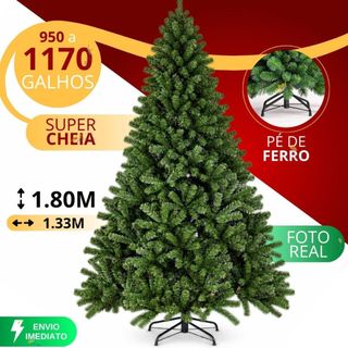 Árvore de Natal 1.80 cm 1170 / 950 Galhos Exclusiva Super Cheia Grande Luxo Decoração de Natal 2026