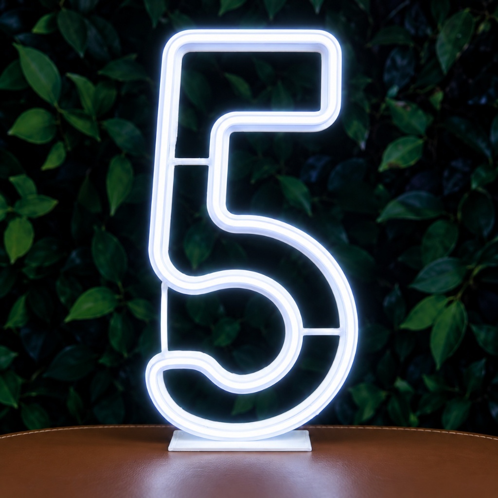 Luminária Led Neon Número 30cm - 0 a 9 Com pé embutido - Decoração Festa Aniversário Painel Luz Iluminação — imagem 2 de 2