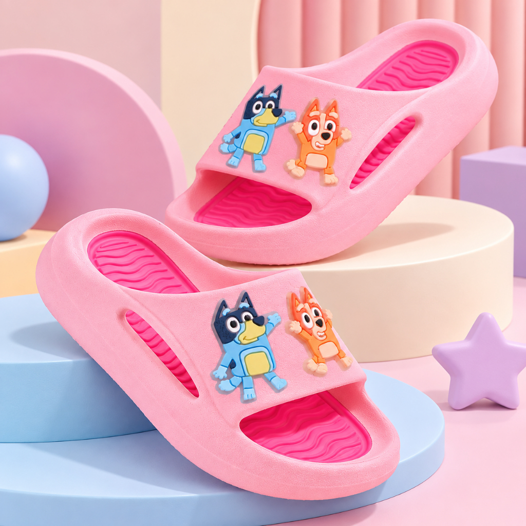 Sandália Chinelo Infantil Menina Feminino Slide Bicolor Colorido Lançamento Bluey Macio Antiderrapante Confortável
