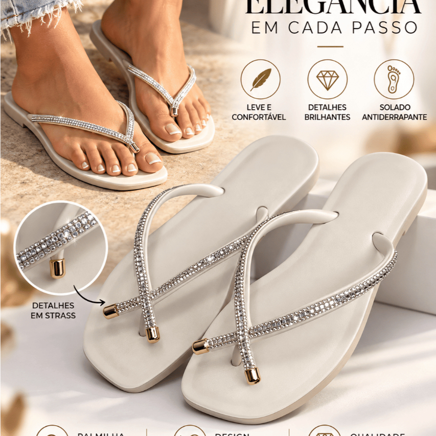 Sandália Rasteirinha Jade Feminino Macio Sandália Confortável com pedraria Lançamento Envio Imediato