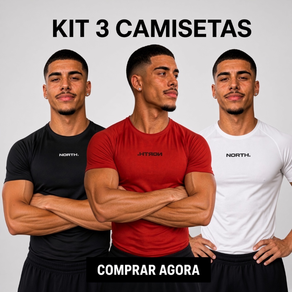 Kit 3 Camisetas Performance Dry Fit Raglan Masculina Casual Treino Academia Esportes Realth