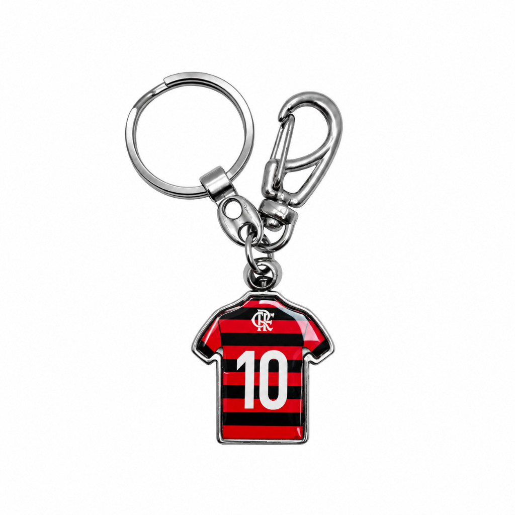 Kit Flamengo Torcedor 2 Chaveiros Oficial Licenciado | Giratório + Camisa Rubro-Negra com Mosquetão — imagem 2 de 2