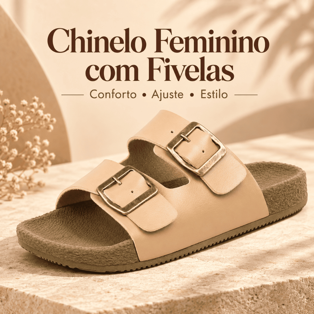 LANÇAMENTO Chinelo Feminino Slide Anatômico com 2 Fivelas Ajustáveis Solado Antiderrapante Confortável Nova Cor