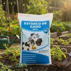 Esterco Bovino Vaca Boi Misto 5 KG Adubo Orgânico Seco Natural Hortas Canteiros Flores Jardim