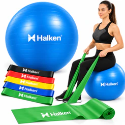 Kit Bola de Pilates Fisioterapia 55cm Elástico de Exercícios Mini Band Faixa Elástica Thera Band