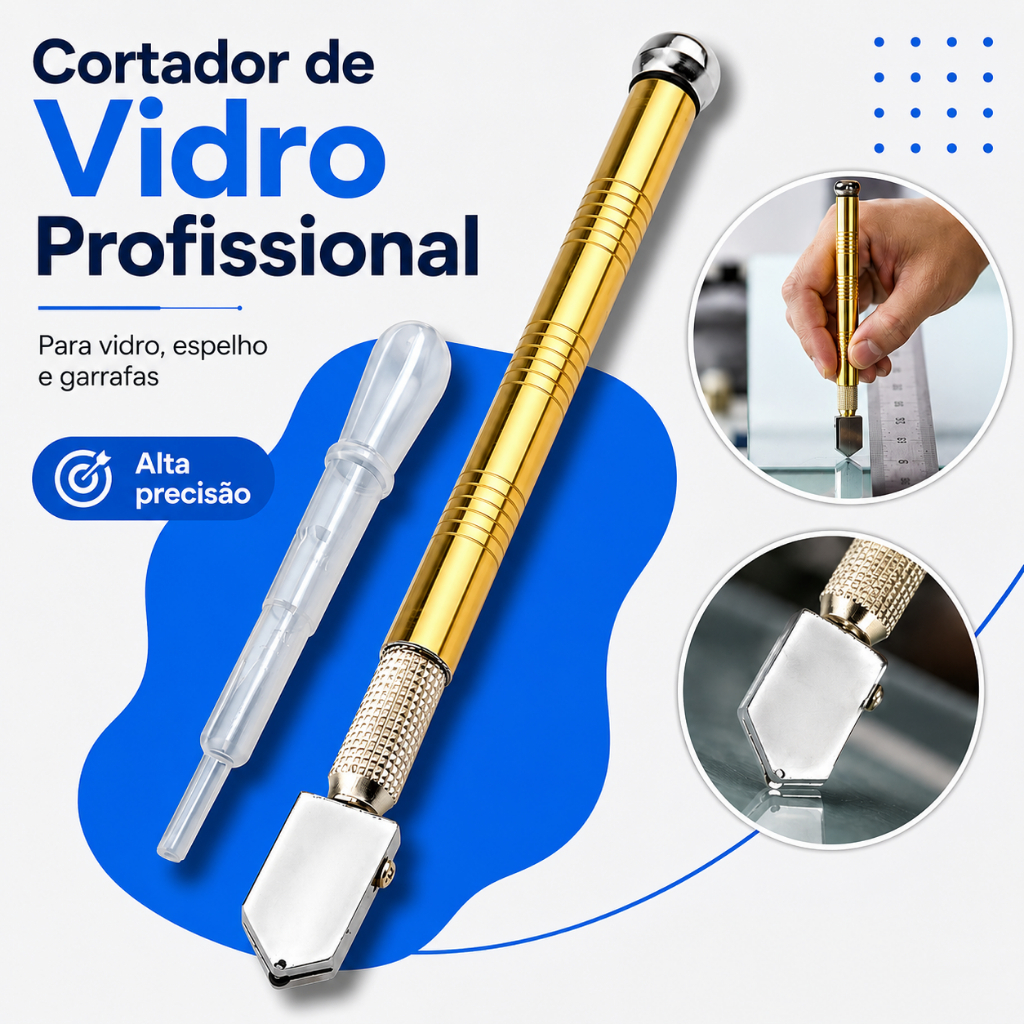 Cortador de Vidro e Espelho Profissional Ferramenta Tipo Caneta com Reservatório Riscador Diamante