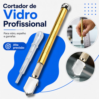 Cortador de Vidro e Espelho Profissional Ferramenta Tipo Caneta com Reservatório Riscador Diamante