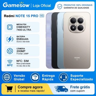Xiaomi Redmi Note 15 PRO 5G,Versão Global 256GB/8GB RAM, MediaTek Dimensity 7400-Ultra , Câmera 200MP.