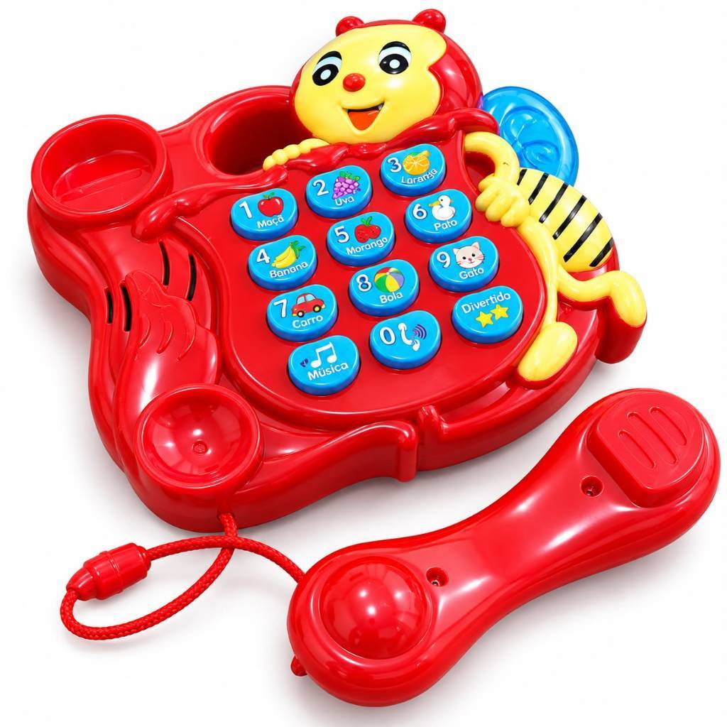 Brinquedo Telefone Musical Infantil vermelho Criança Com Som E Luzes