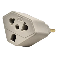 Adaptador de Tomada Plug 20A 2P+T 1 ou Kit 5 Unidades Adaptador de Tomada Elétrica Branco - TRIOPLAST